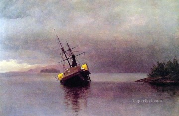 ローリング湾のアンコン号の沈没船 ルミニズム海景 アルバート・ビアシュタット Oil Paintings